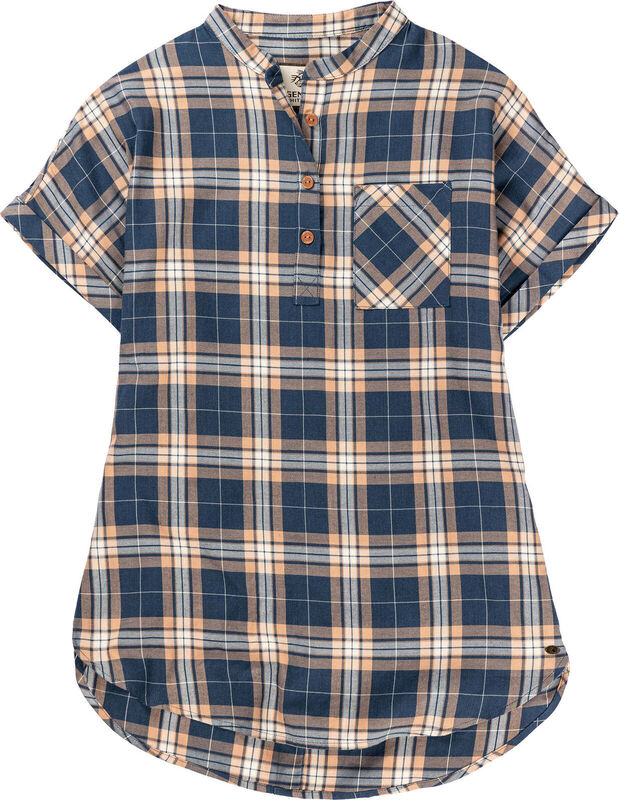 Women's Short Sleeve Popover Casual Plaid Shirt image number 0