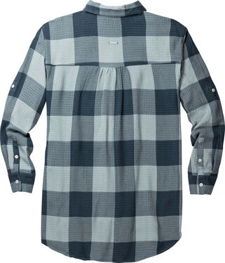 Women's Oversized Plaid Button Down Tunic Blouse