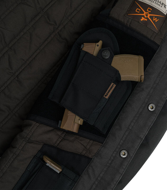 Men's CCW Water Repellent Waxed Cotton Insulated Hooded Snap Jacket image number 5