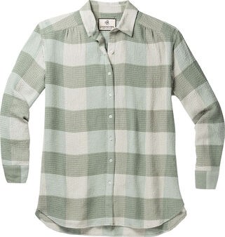Women's Plaid Button Down Tunic Blouse