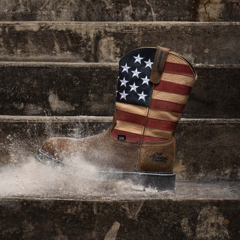 Thorogood Western Stars & Stripes Waterproof 11'' Crazy Horse Nano Safety Toe Work Boots For Men image number 5