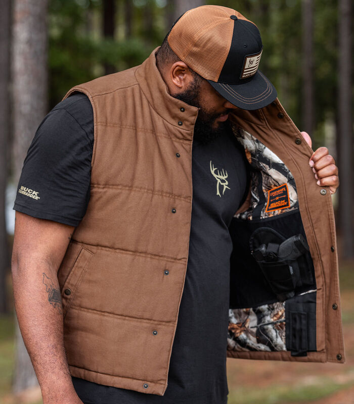 Men's Buck Commander Concealed Carry Cabin Creek Quilted Canvas Vest image number 4