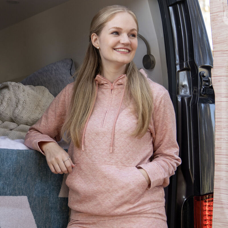 Women's Half Zip Performance Quilted Comfort Hoodie image number 4