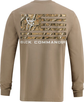 Men's Buck Commander Camo Filled Flag Long Sleeve Shirt
