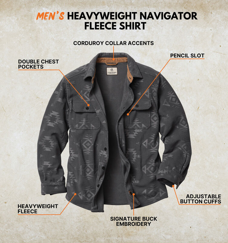 Men's Heavyweight Navigator Fleece Shirt image number 2