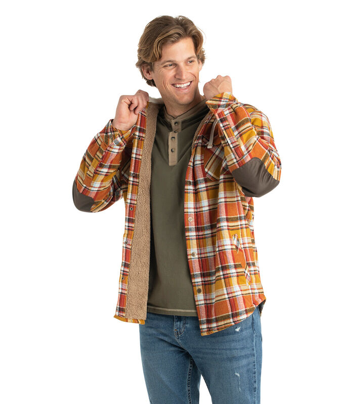 Men's Camp Night Berber Lined Hooded Flannel Shirt Jacket image number 3