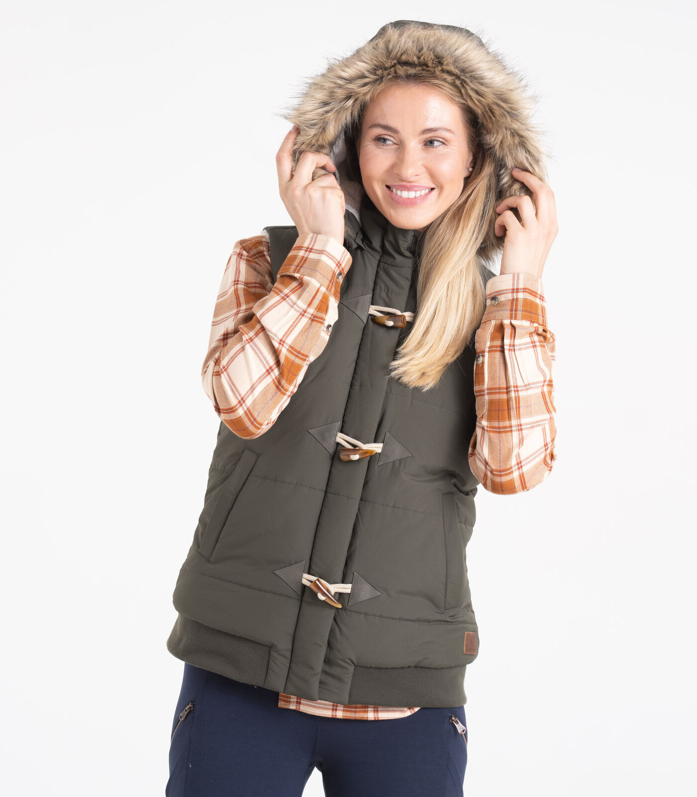 Shop Women s Quilted Toggle Hooded Puffer Vest Legendary Whitetails