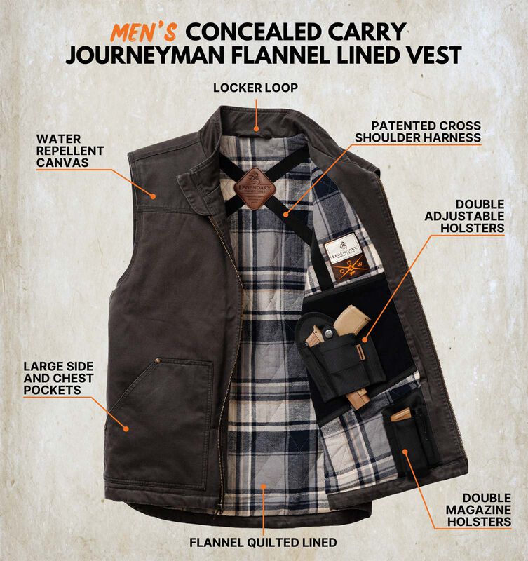 Men's Concealed Carry Journeyman Flannel Lined Vest image number 2