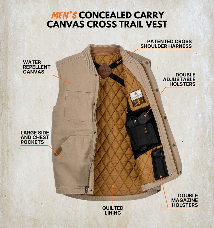 Men's Concealed Carry Canvas Cross Trail Vest image number 2