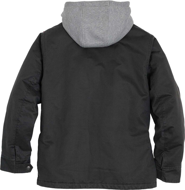 Men's CCW Water Repellent Waxed Cotton Insulated Hooded Snap Jacket image number 3