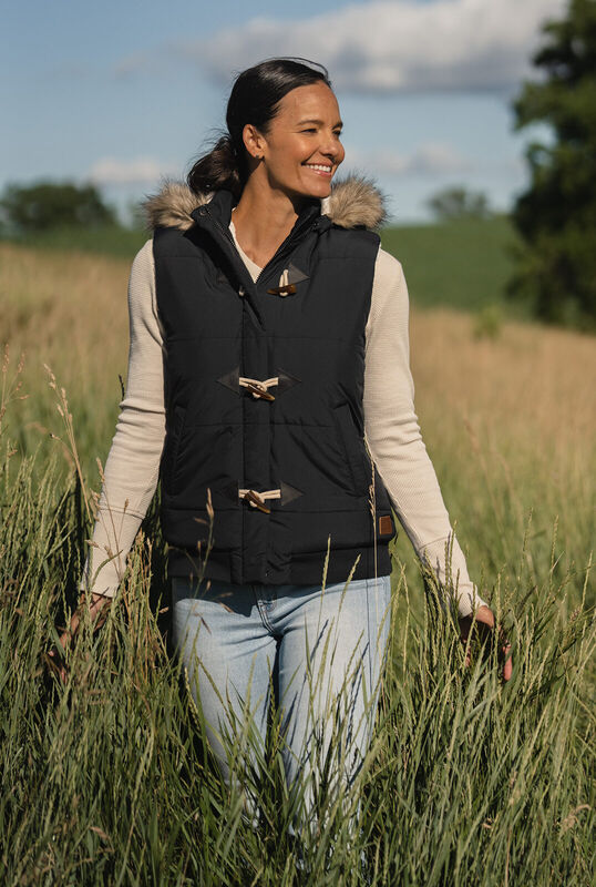 Women's Quilted Toggle Hooded Puffer Vest image number 6