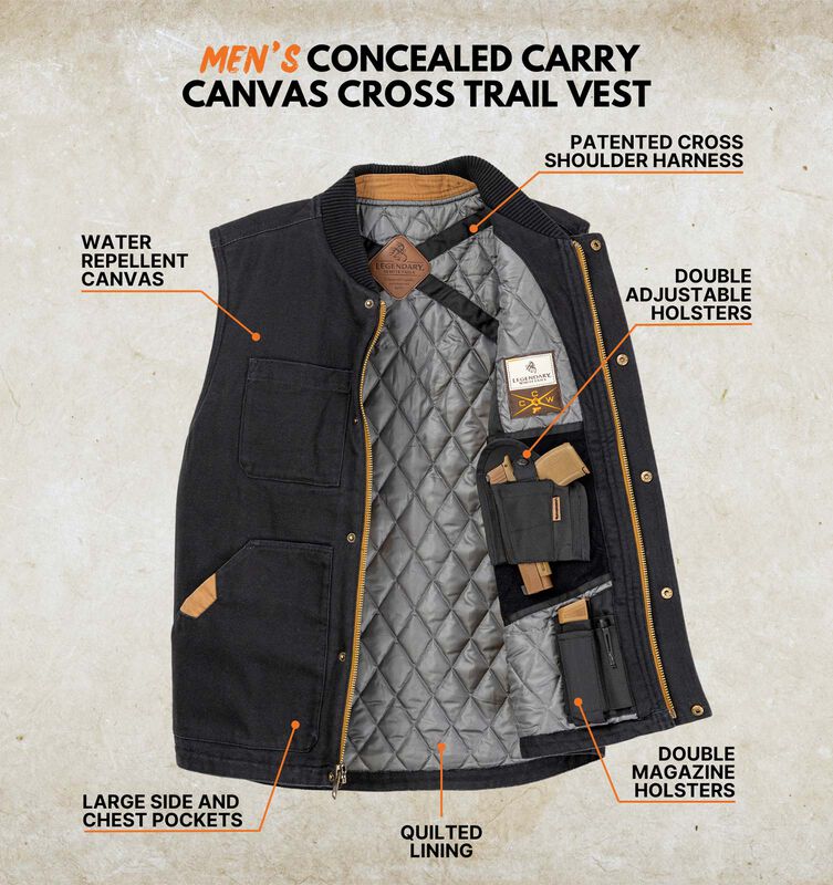 Men's Concealed Carry Canvas Cross Trail Vest image number 2