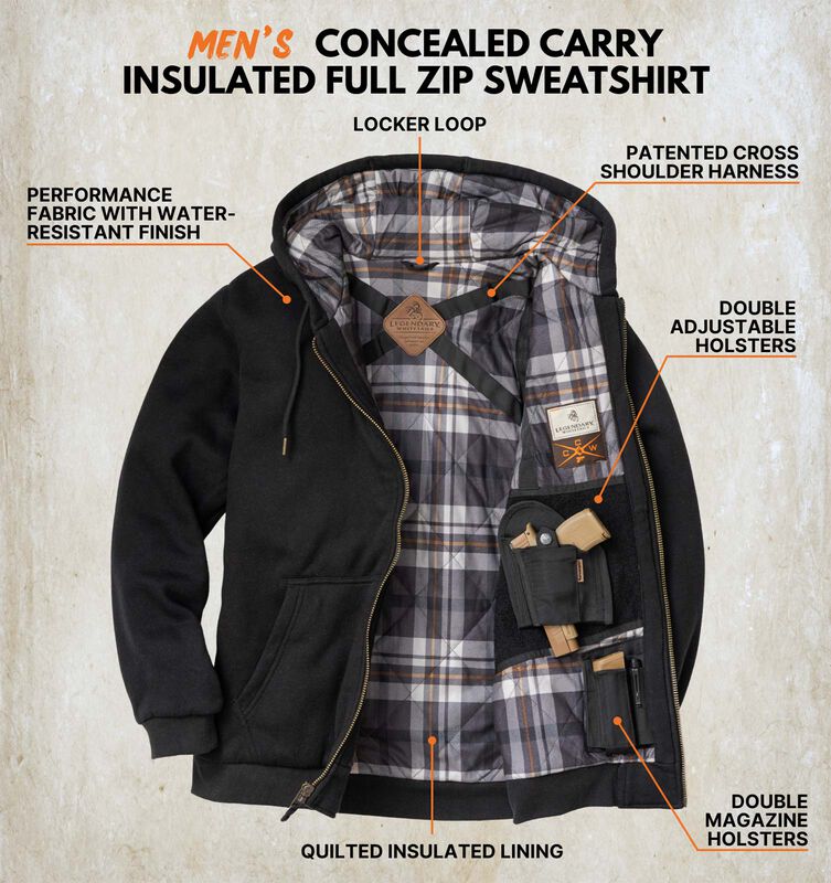 Men's Concealed Carry Insulated Full Zip Sweatshirt image number 2