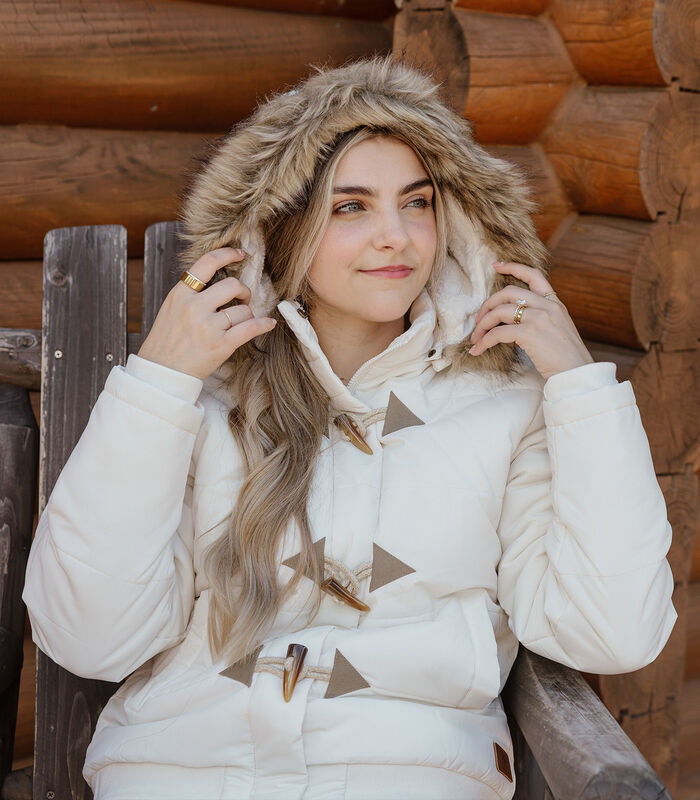 Women's Quilted Toggle Hooded Berber Lined Puffer Jacket image number 2