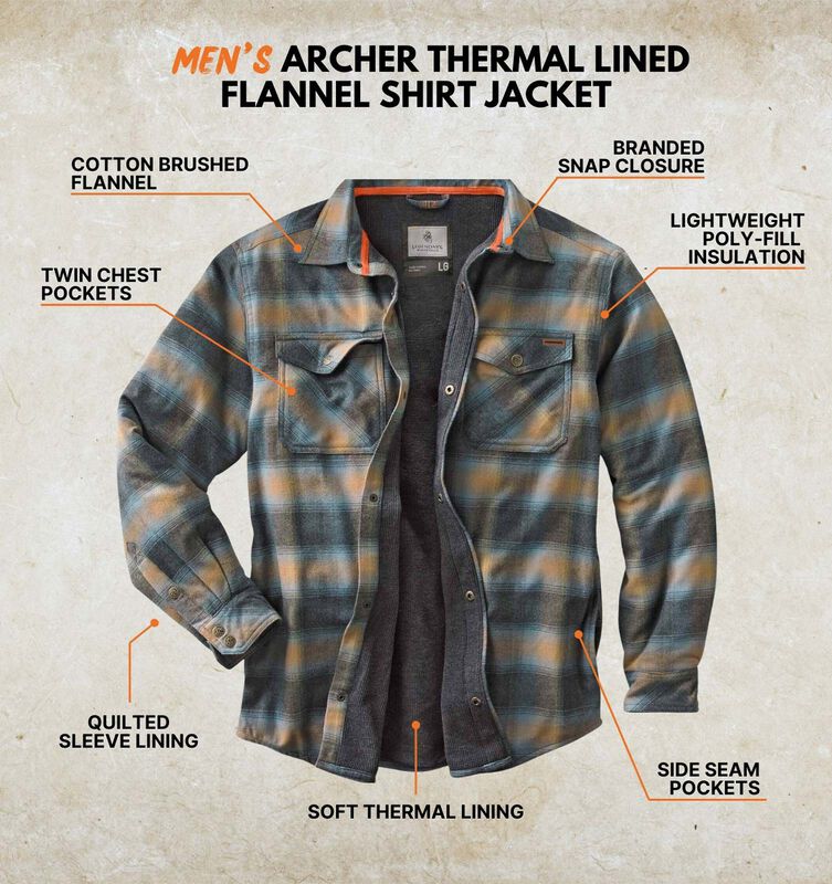 Men's Archer Thermal Lined Flannel Shirt Jacket image number 2
