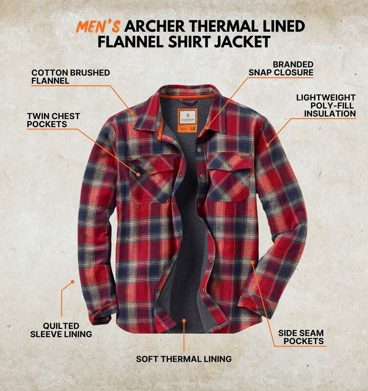 Men's Archer Thermal Lined Flannel Shirt Jacket image number 2
