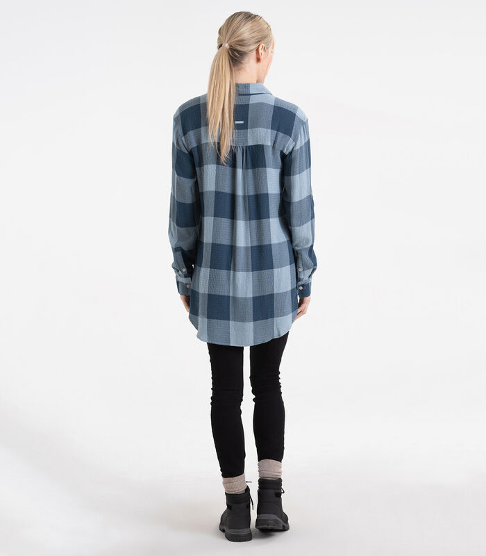 Women's Plaid Button Down Tunic Blouse image number 3