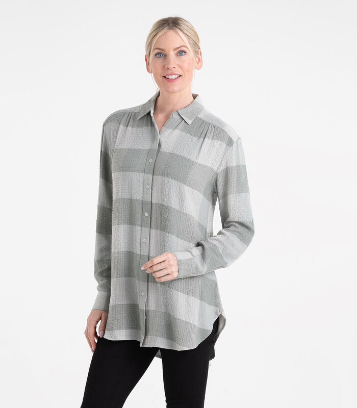 Women's Plaid Button Down Tunic Blouse image number 3