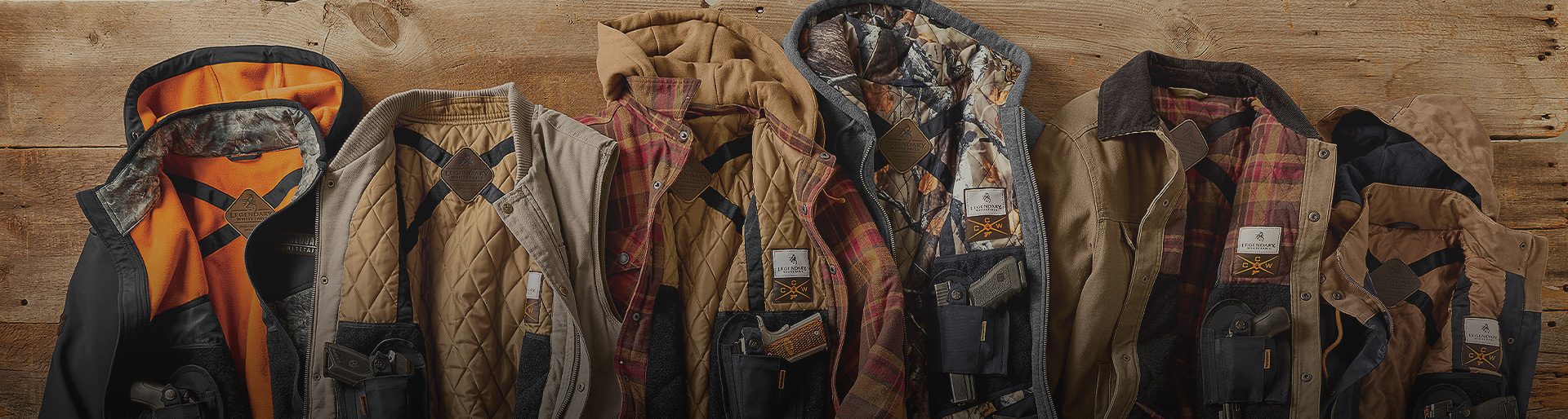 A collection of Legendary Whitetails' Concealed Carry Wear.