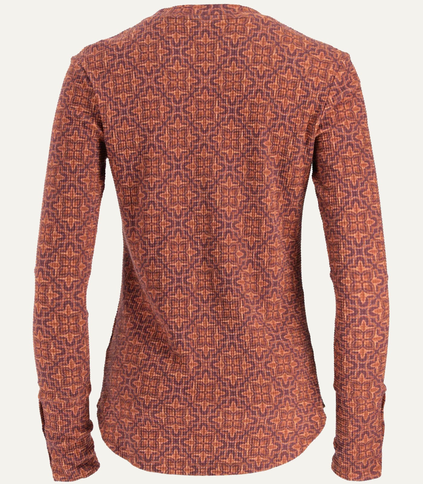 Women's Long Sleeve Waffle Knit Top Printed
