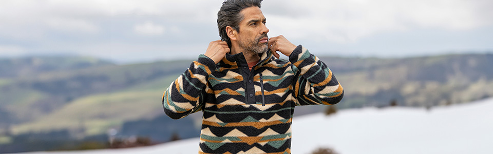 Men's Sherpa Fleece Snap Up Pullover