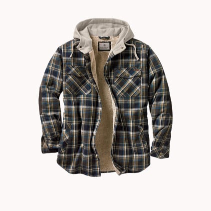 Men's Archer Thermal Lined Flannel Shirt Jacket and Women's Fuzzy Hide Fleece Hooded Vest