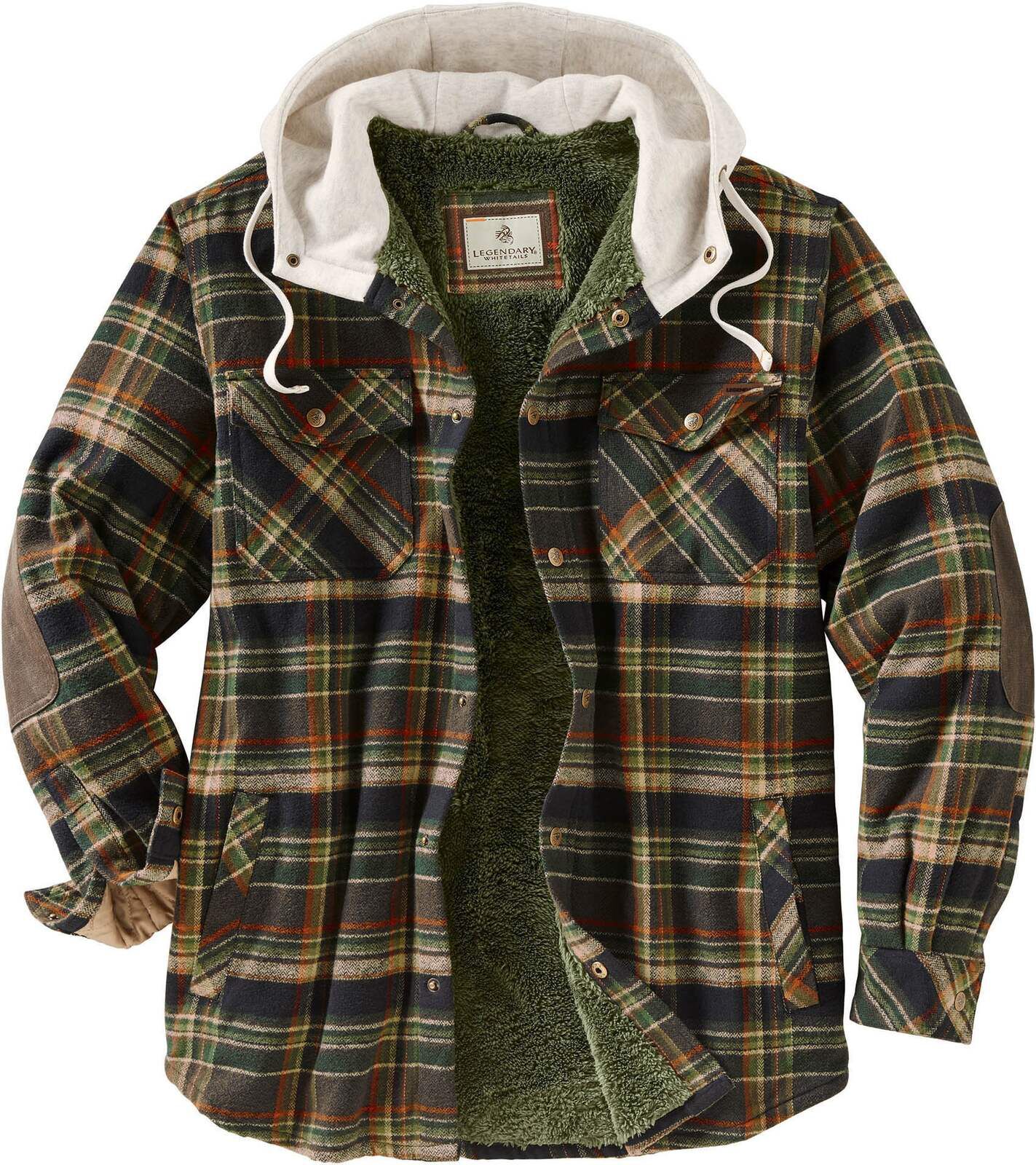 Men's Camp Night Berber Lined Hooded Flannel Shirt Jacket