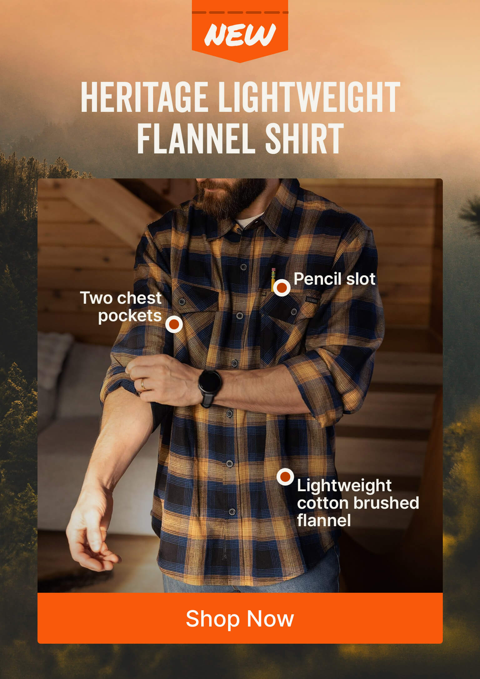 Men's Heritage Long Sleeve Flannel Lightweight Shirt