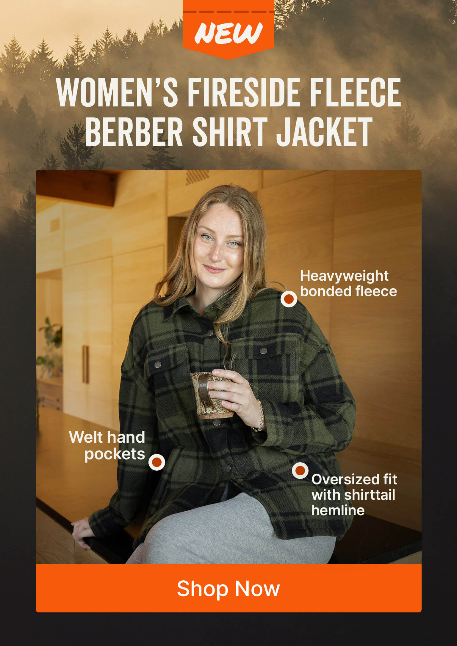 Women's Fireside Fleece Bonded Berber Snap Shirt Jacket