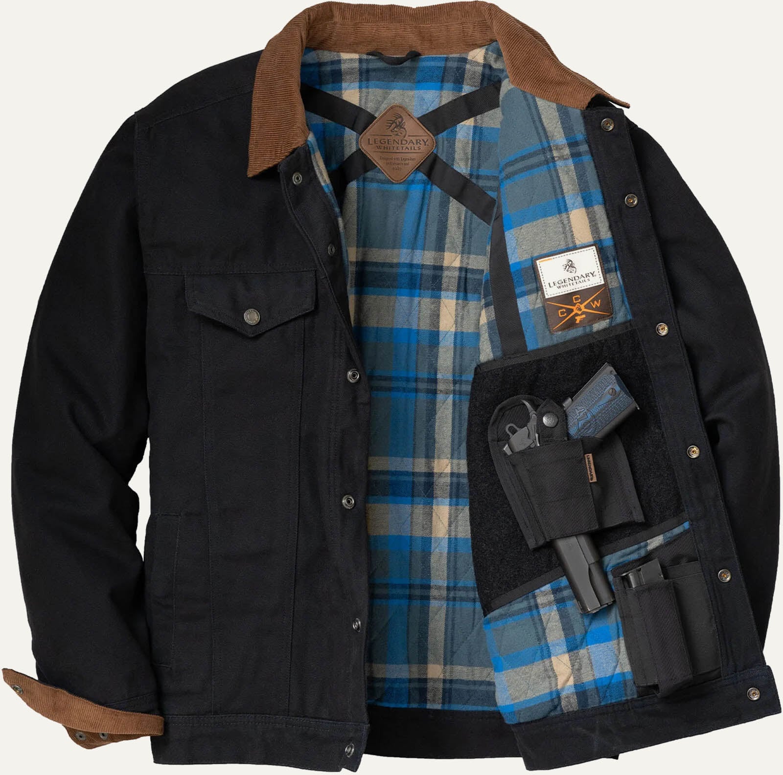 Men's Concealed Carry Hideout Flannel Lined Canvas Jacket
