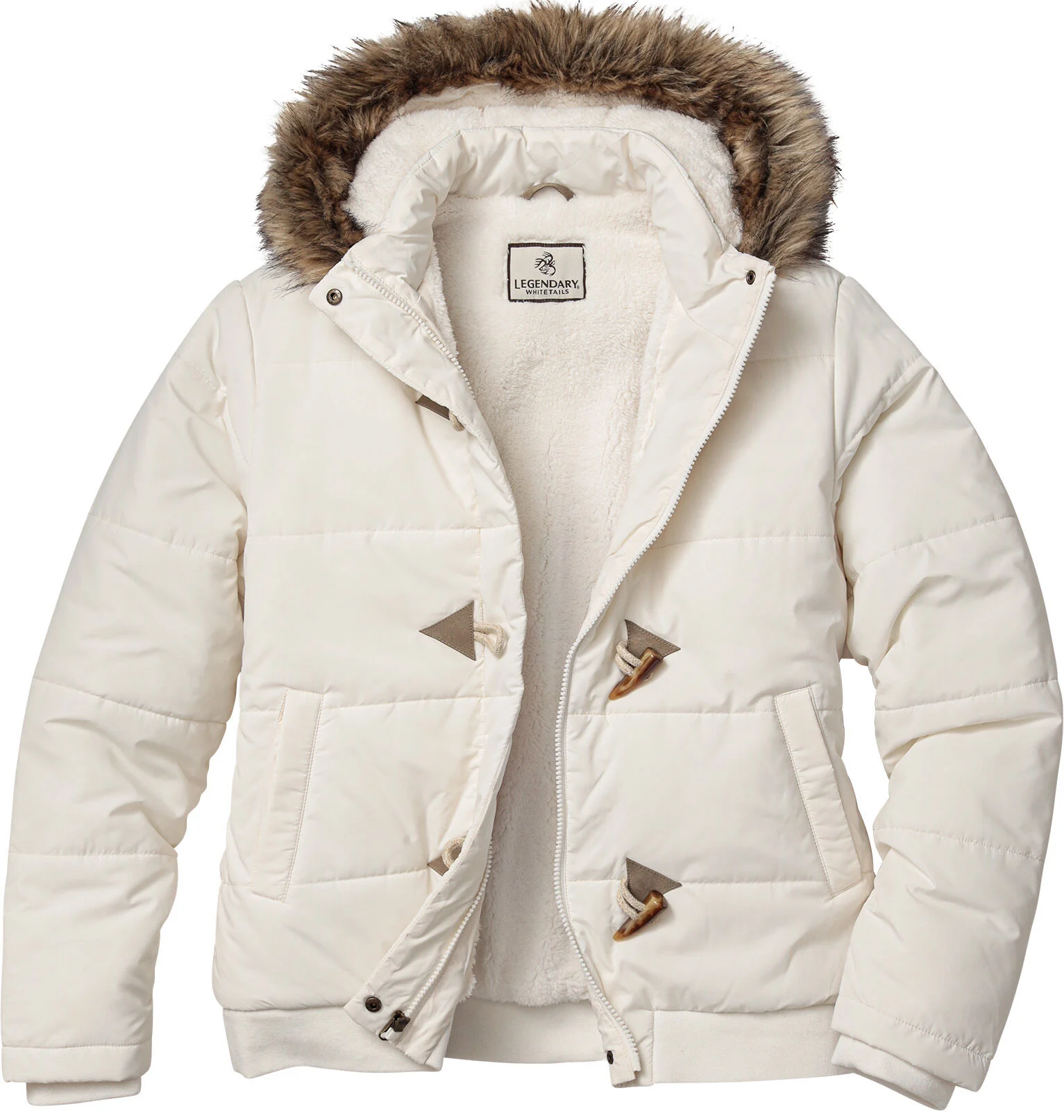 Women's Quilted Toggle Hooded Berber Lined Puffer Jacket