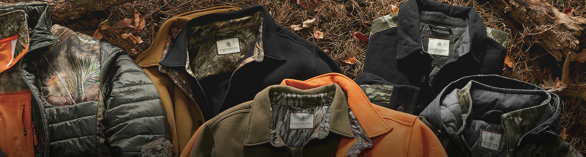 A collection of clothing with Mossy Oak Camo.
