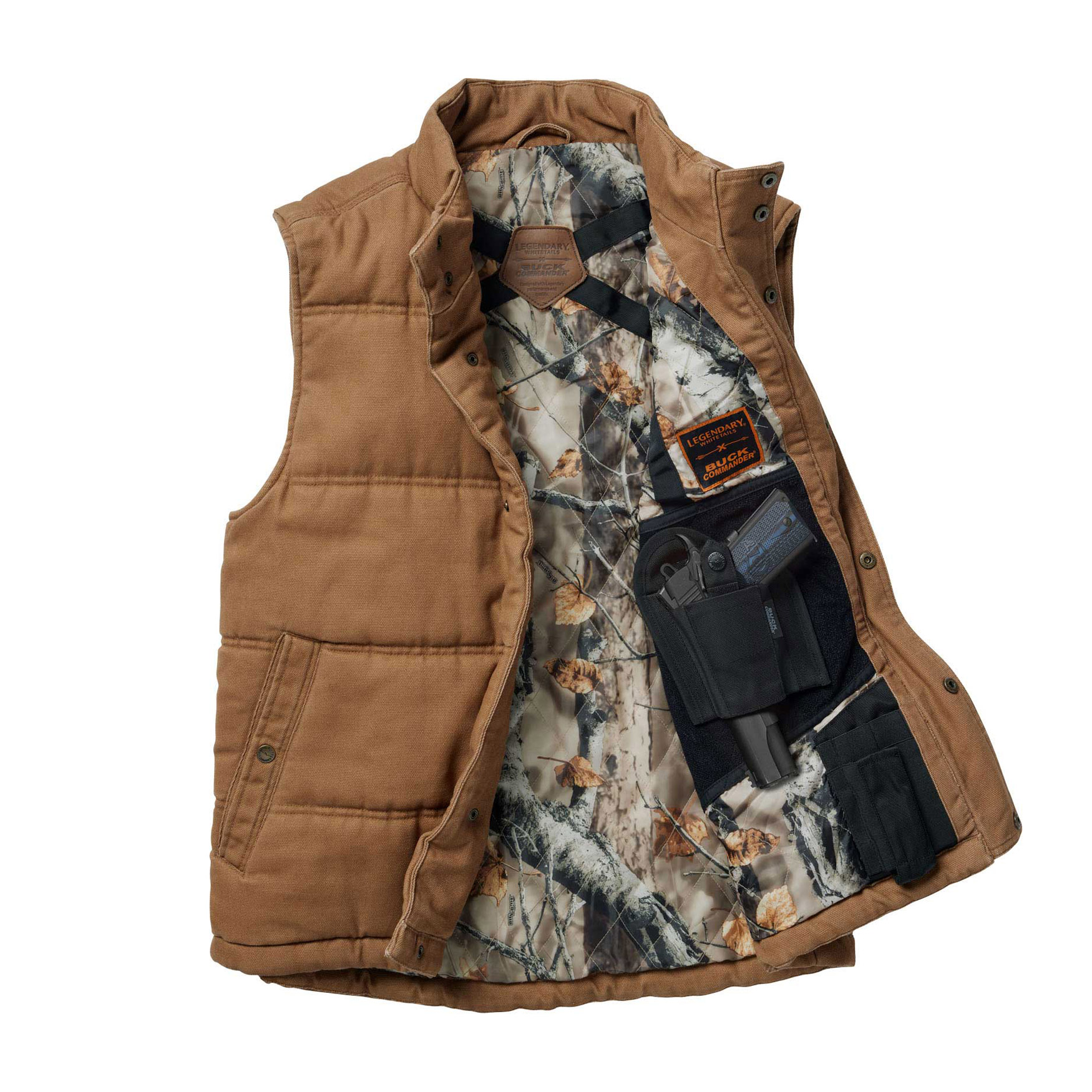 Men's Buck Commander Concealed Carry Cabin Creek Quilted Canvas Vest 