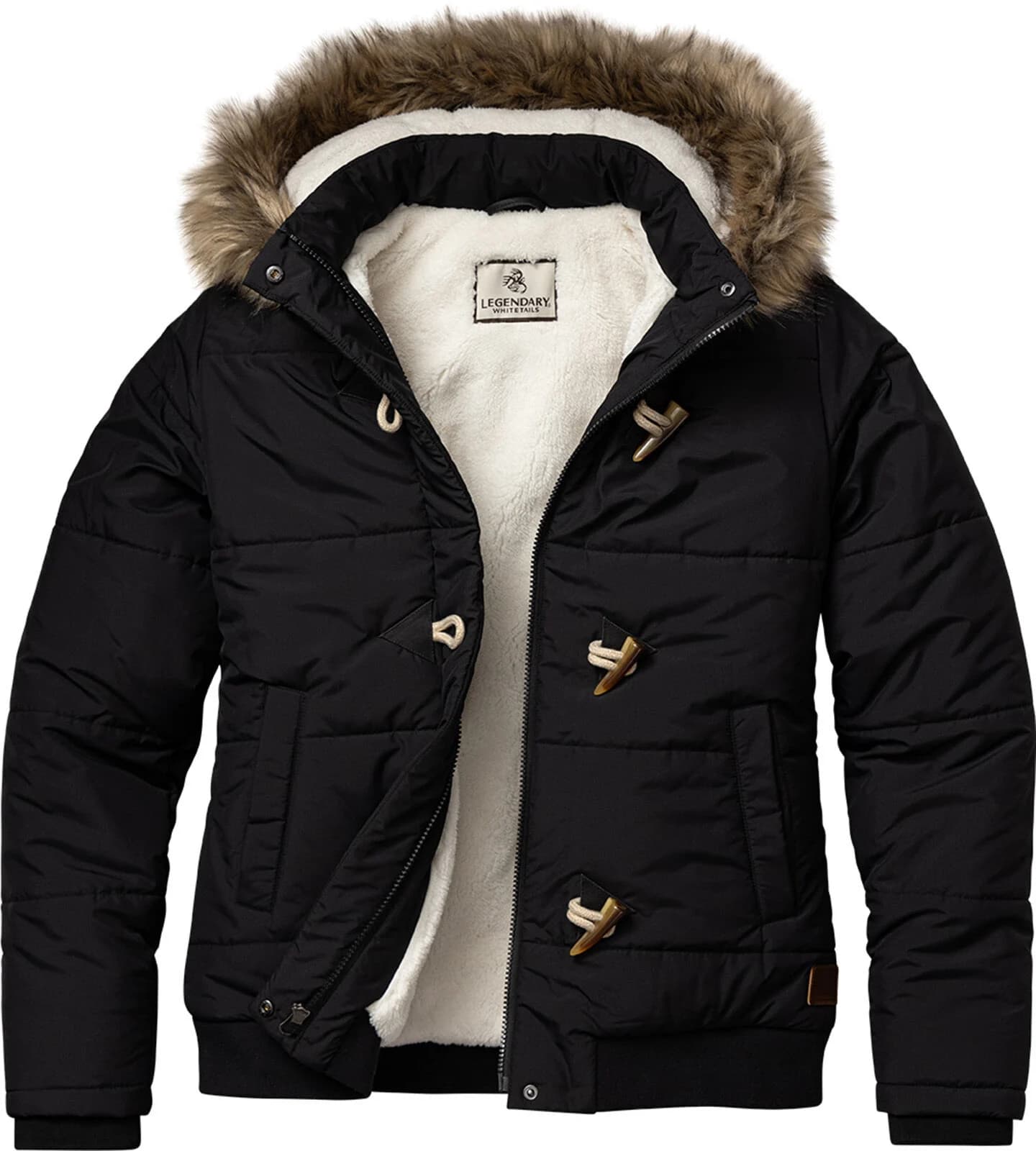 Women's Quilted Toggle Hooded Berber Lined Puffer Jacket