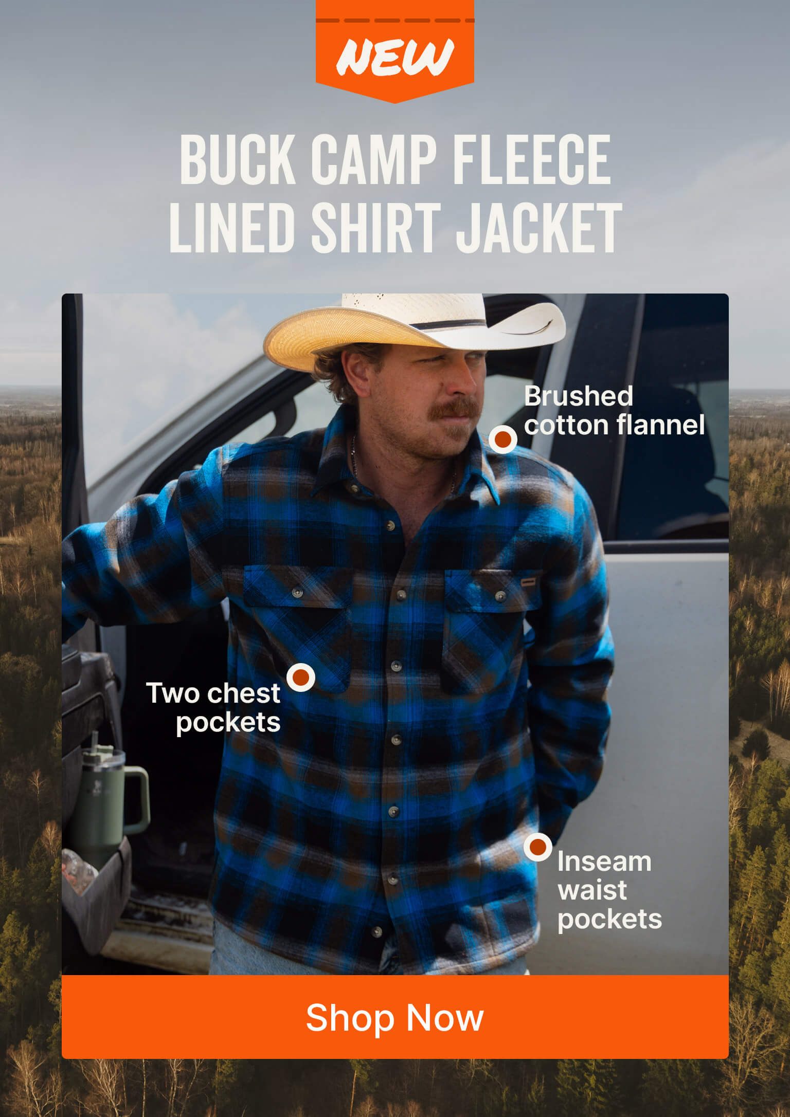 Men's Buck Camp Flannel Fleece Lined Shirt Jacket