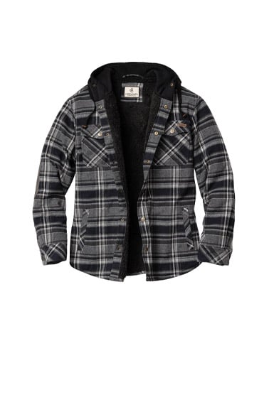 Men's Camp Night Berber Lined Hooded Flannel Shirt Jacket