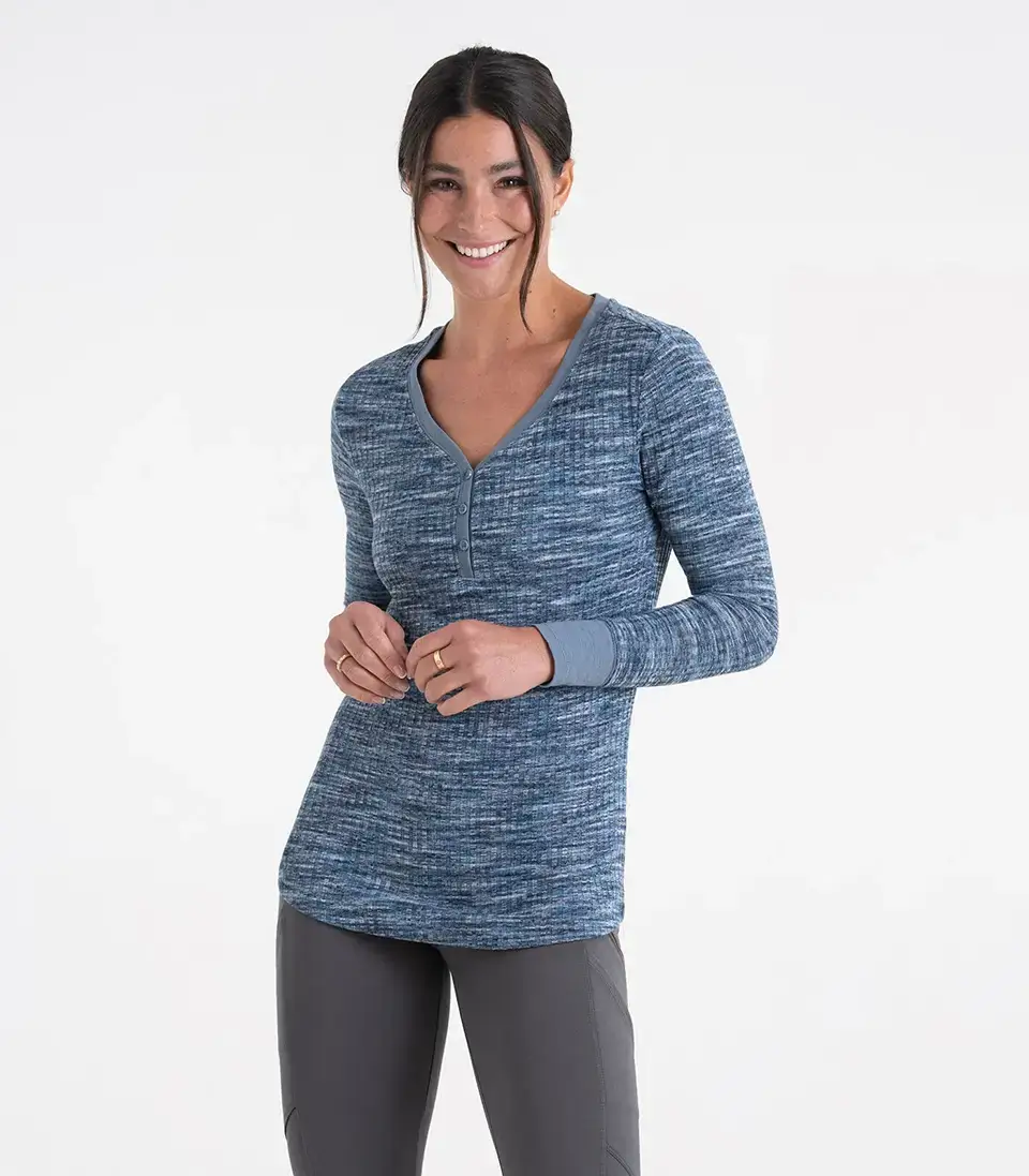 Women's Space Dye Knit Fashion Henley