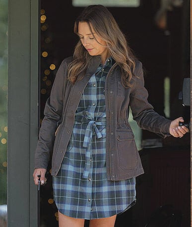 Women's Saddle Country Shirt Jacket with Removable Hood and Women's Open Spaces Flannel Dress