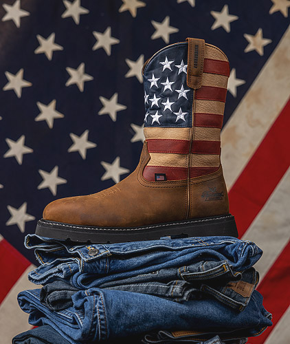 Thorogood Western Stars & Stripes Waterproof 11'' Crazy Horse Nano Safety Toe Work Boots For Men