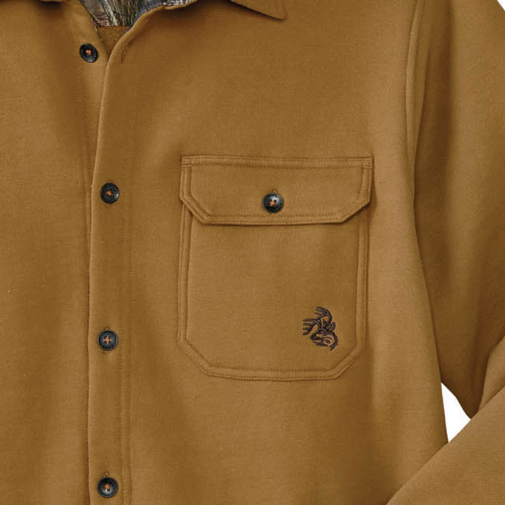 Shop Men's Big Woods Camo Lined Brushed Knit Fleece Shirt Jacket 
