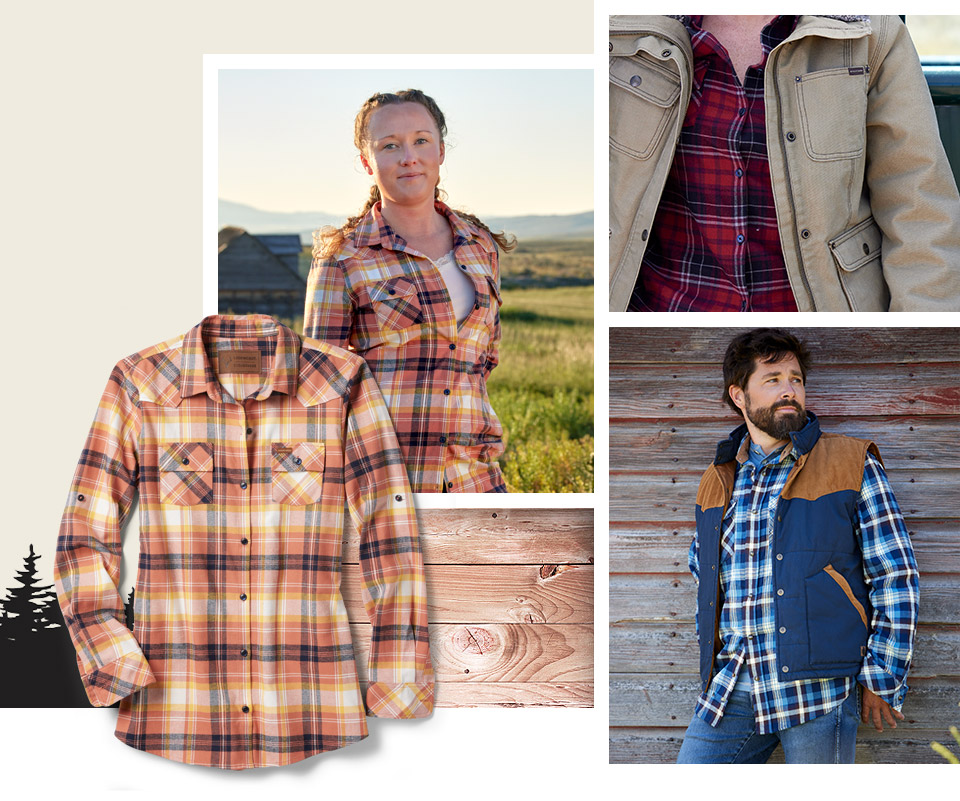 A collage of people in Legendary Stockyards clothing.