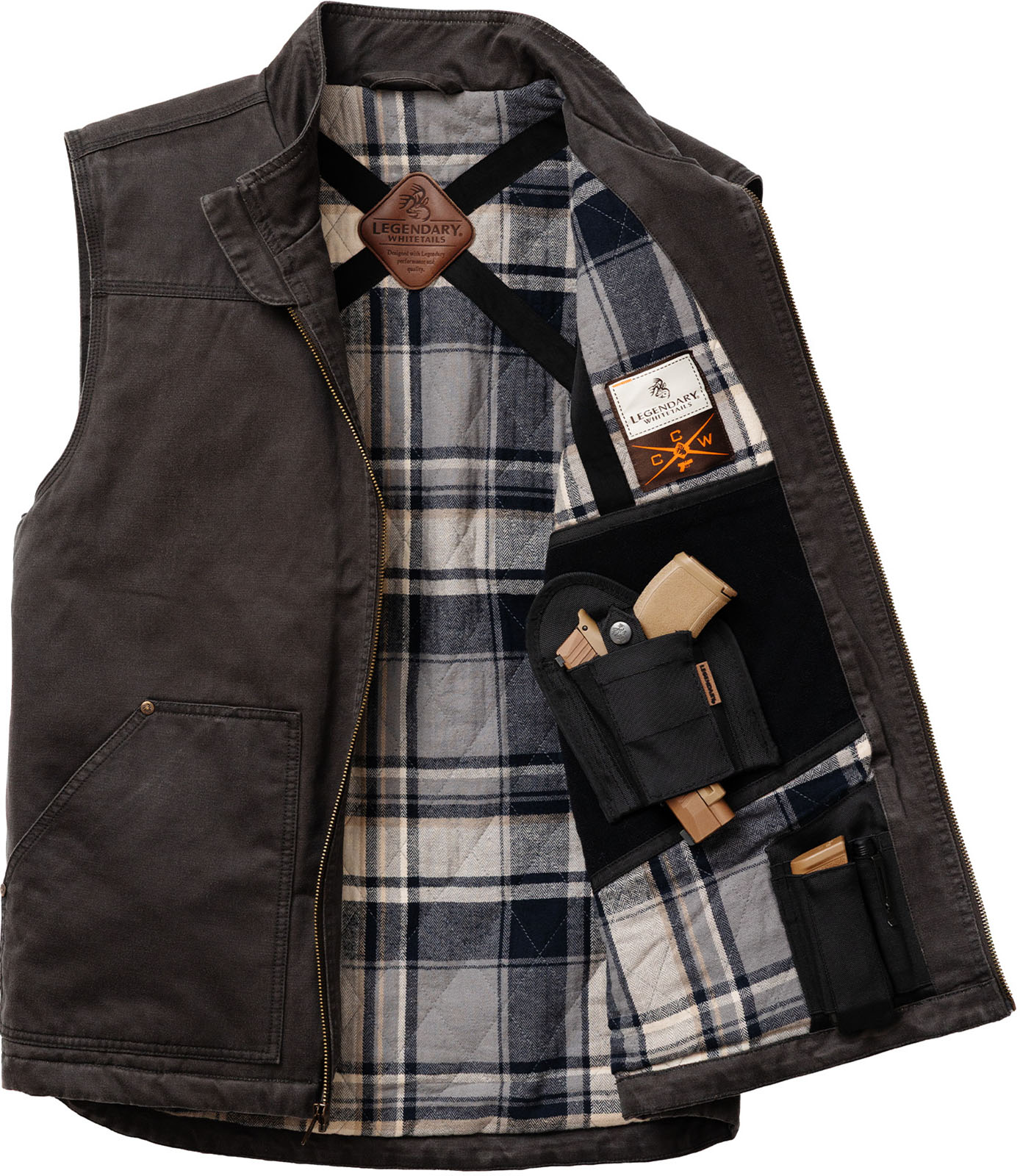 Men's Concealed Carry Journeyman Flannel Lined Vest CCW Vest