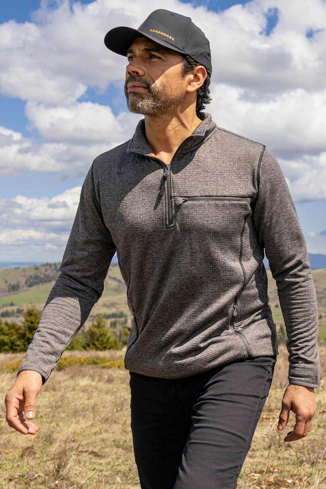 Legendary Outdoors Men's Grid Fleece Half Zip Pullover | UPF 30