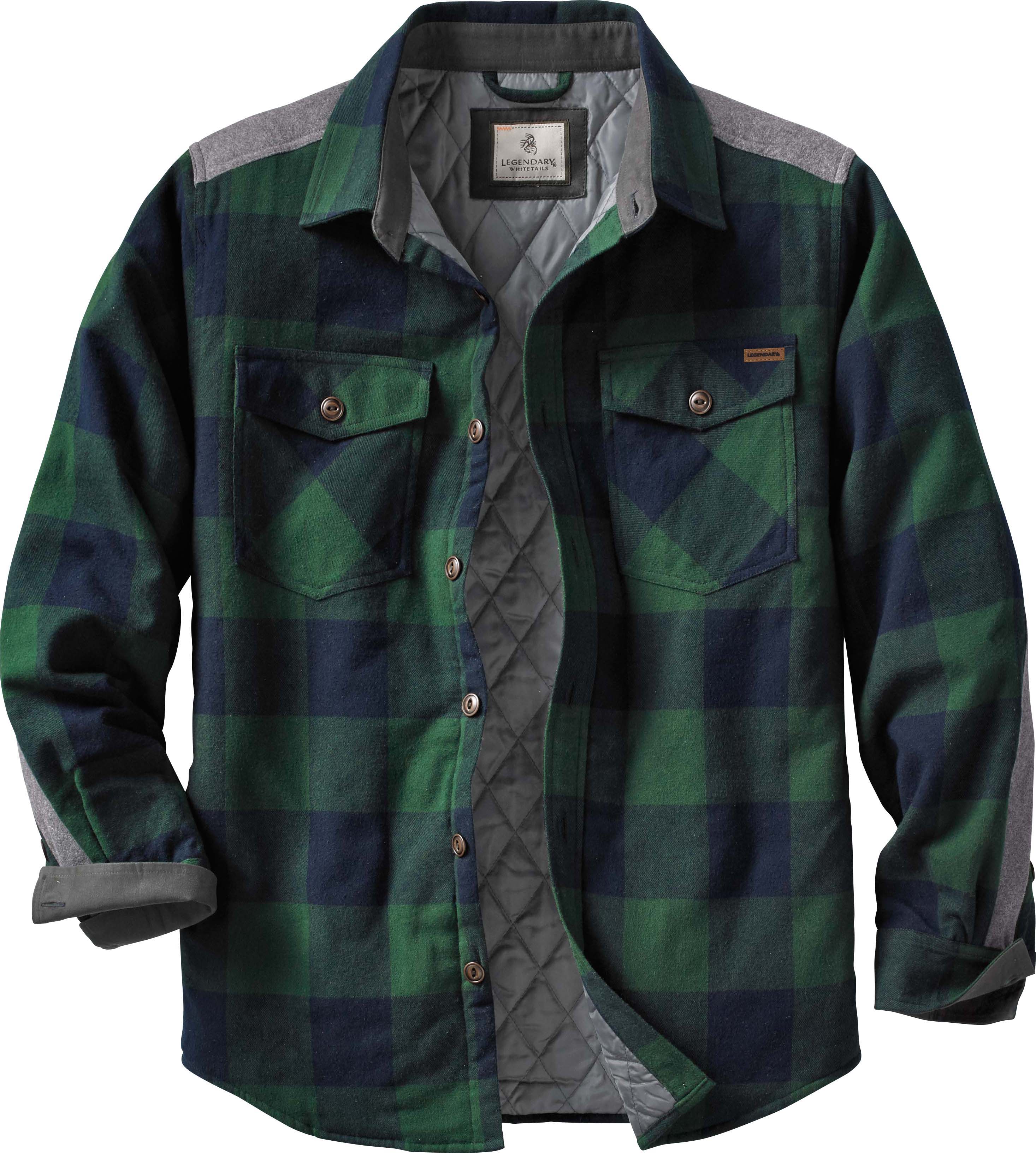 mens flannel shirt jacket with quilted lining