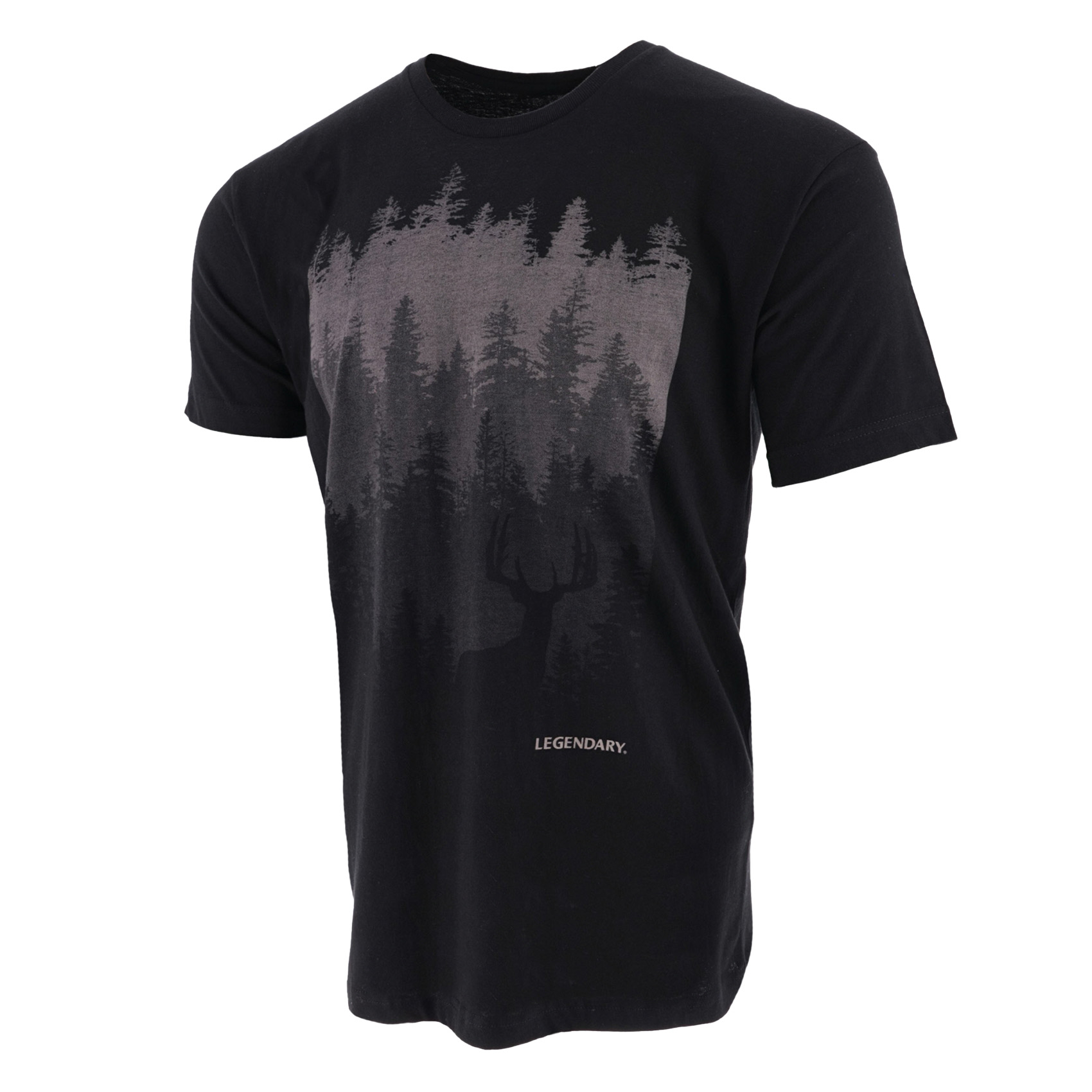 Legendary Whitetails Mens Short Sleeve T-Shirt 0182 Treeline Black Medium Cotton/Polyester