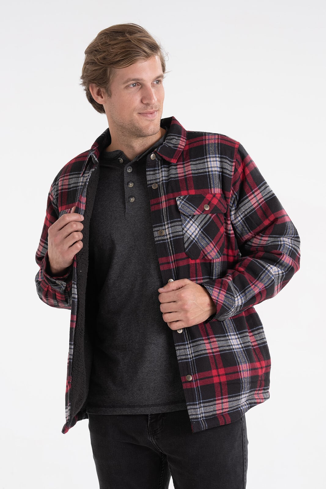 Men's Deer Camp Berber Lined Flannel Shirt Jacket | Warm Shacket