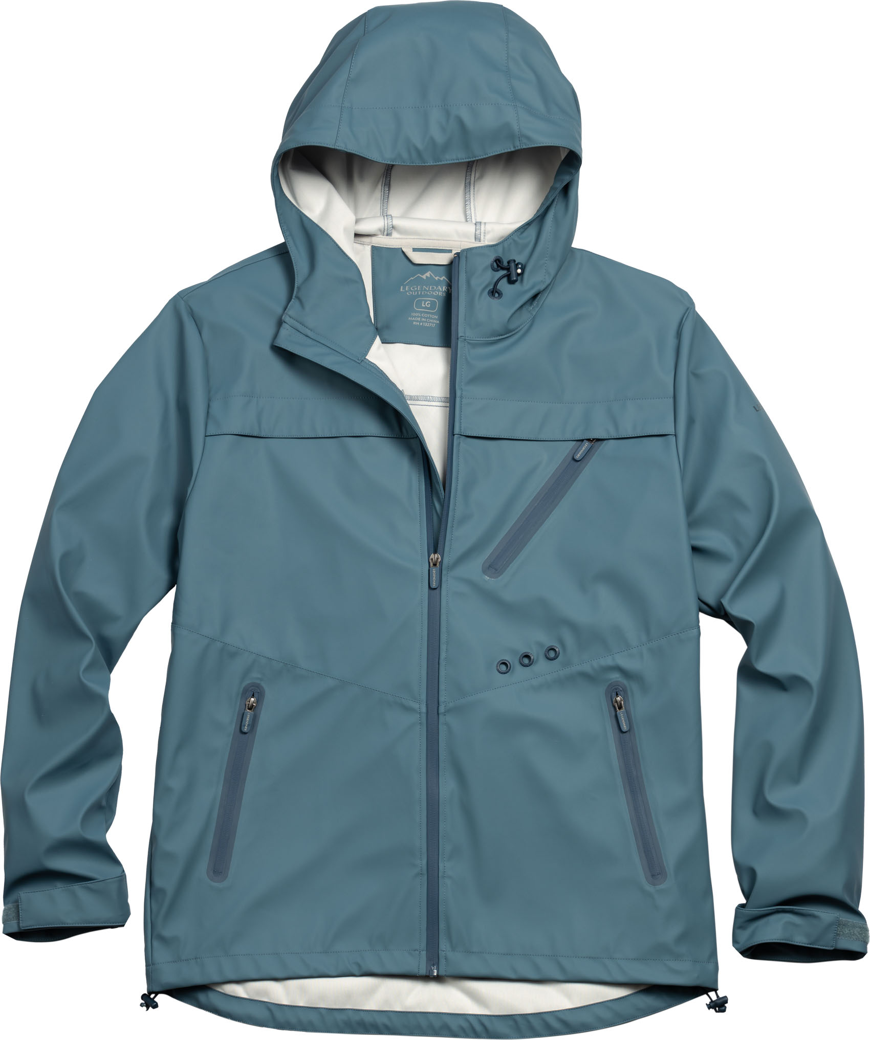 Legendary Whitetails Mens Water Resistant Fishing Rain Jacket Aegean Blue XLT Polyester