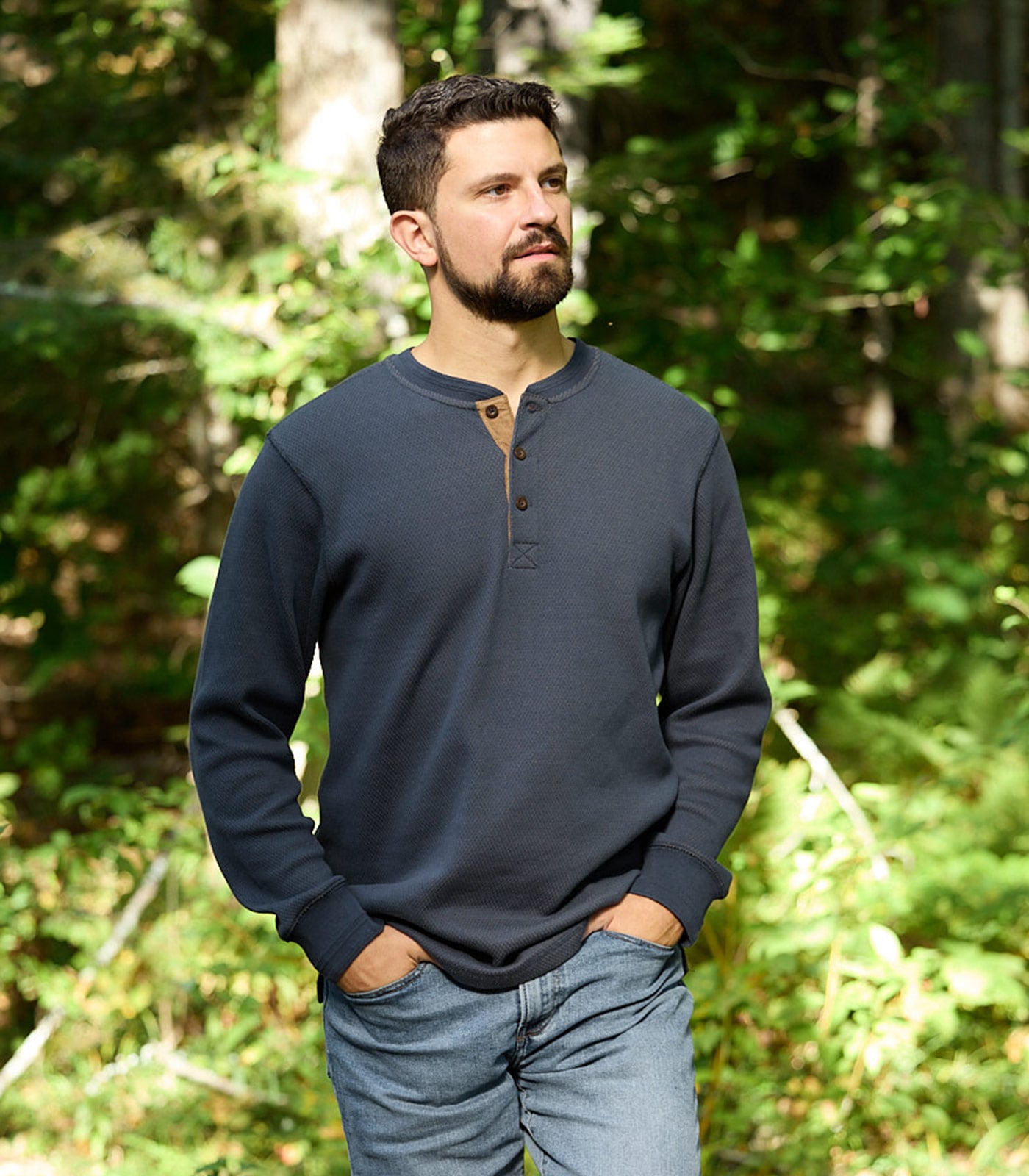 Men's Double Layer Thermal Henley Shirt | Cold-Weather Workwear
