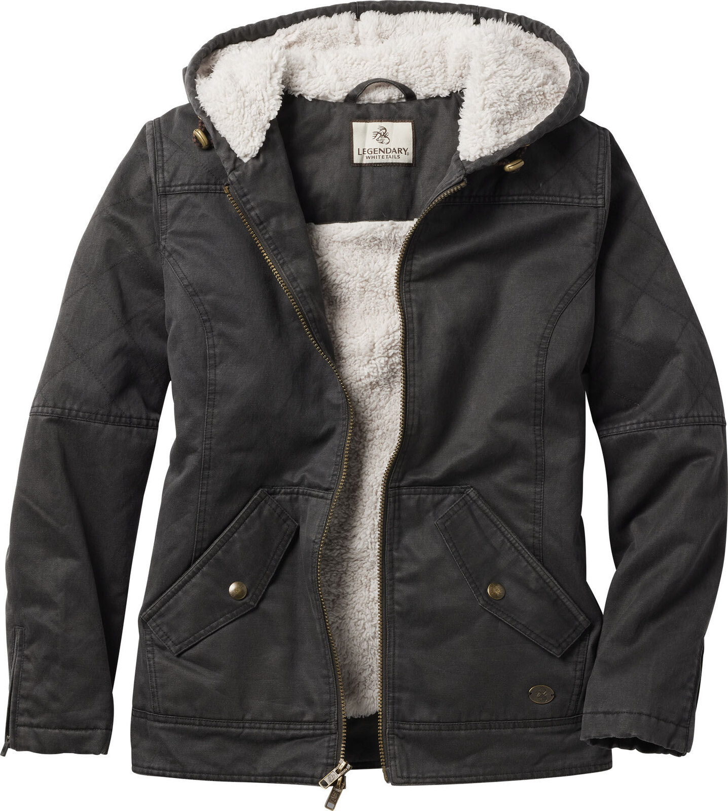 Victory Outfitters Ladies Fleece Zip Up Hoodie - Berber Lined, Side Pockets, Ribbed Hem, Black Medium - View #5
