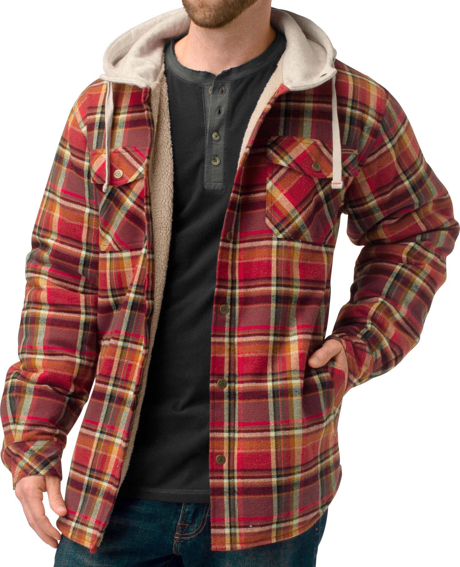legendary whitetails men's camp night berber lined hooded flannel shirt jacket